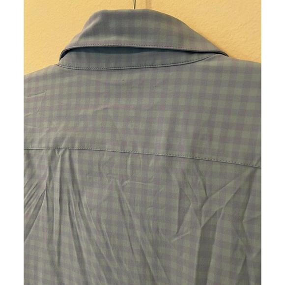 Mizzen Main Performance Shirt Mens Xxl Trim Fit Button Up Blue Gingham Stretch - Picture 5 of 7
